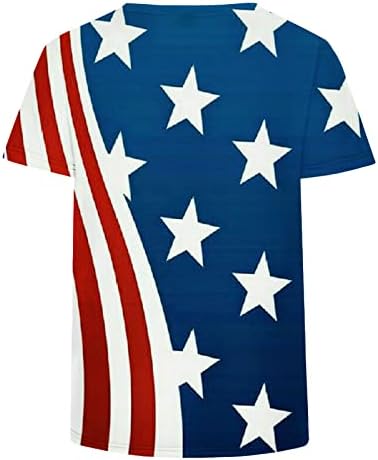 Zapadne majice za žene Američka zastava Tips V izrez kratki rukav majica 4. jula Bluze za nezavisnost