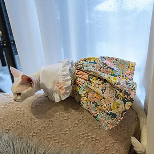 Reiur haljina za mačku čista pamučna suknja ugodna prozračna kućna odjeća za mače, princeze cvjetne mačke