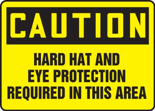 Accuform MPPE416VP znak, OPREZ HARD HAT i zaštita očiju potrebna u ovoj oblasti, 7 Dužina x