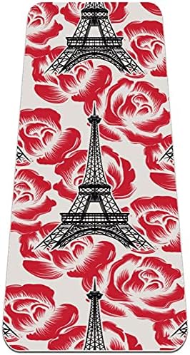 Siebzeh Paris Rose Eiffelov toranj Premium Thick Yoga Mat Eco Friendly Rubber Health & amp; fitnes non Slip Mat za sve vrste vježbe joge i pilatesa