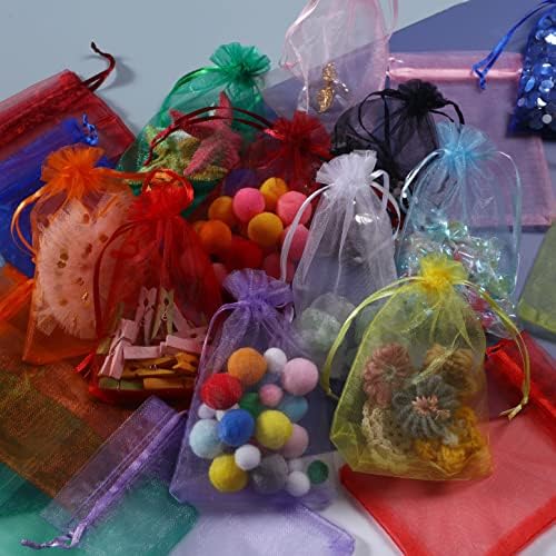 J & Rey Početna 100 Pack Organza Jewelry Poklon torbice Boja bombona torbe za vjenčanje