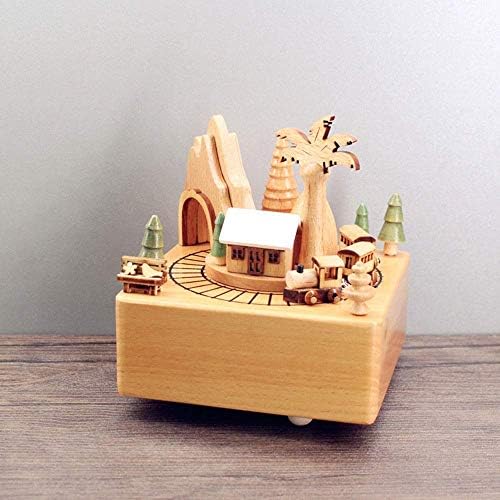 Shisyan Y-LKun Rotirajuća muzička kutija Drveni drveni vlak izrađen malom planinskom vlaku House Music
