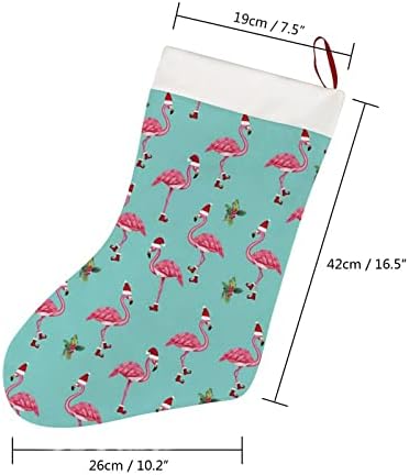 Pmsek flamingos plava 18 inča velike božićne čarape, personalizirani Xmas ukras čarapa, čvrsta viseća