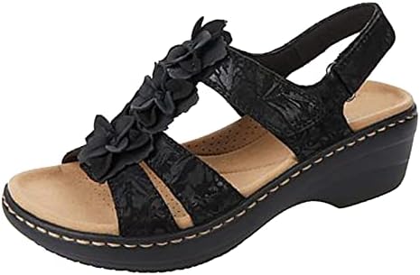 Ljetne sandale za žene, dame cvijeće Ruched casual sandale sa lukom podržavaju kuku i petlje