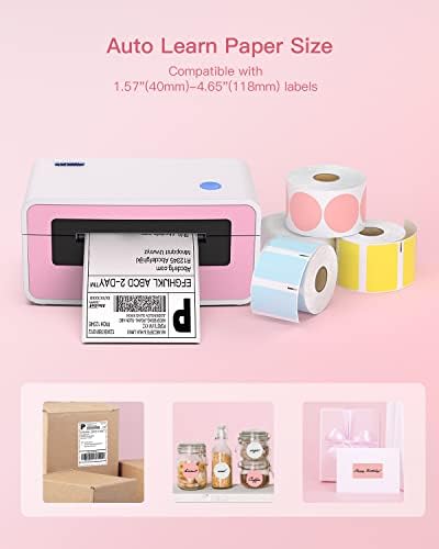 POLONO štampač naljepnica za otpremu Pink, 4x6 štampač termalnih naljepnica za otpremne pakete, komercijalni direktni proizvođač termalnih naljepnica, 2.25 x1.25 direktna termička naljepnica, perforirane naljepnice naljepnica (Pink