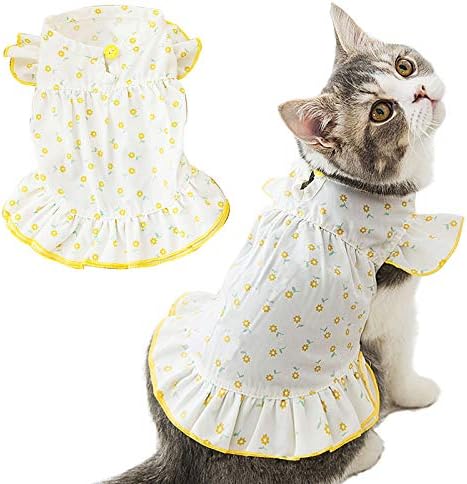 Ljetne cvjetne haljine za kućne ljubimce suncokretova princeza haljina za psa mačka za male pasmine