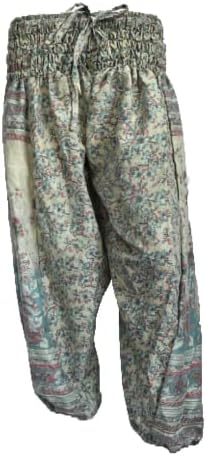 Harem hlače za žene vintage hlače, cvjetni print boho joga festival moda, svilena hipi pant, udobna od strane