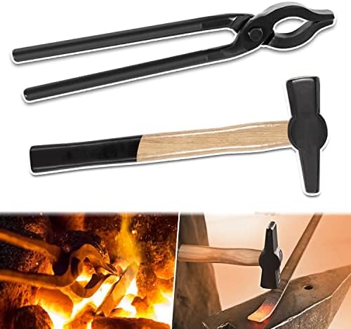 0004930-300 Blacksmith Tong & 0000811-1000 Handmade Hammer odgovara za kovače i Farriers