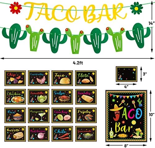 Meksički Fiesta Taco Bar Cactus Banner Garland sa meksičkim kartama za šator za hranu Taco Bar Decoration Kit Cinco De Mayo Party Decorations