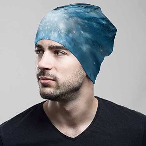 Baikutouan Wolf u plavoj galaksiji Print kapice za muškarce žene sa dizajnom Lobanja kapa
