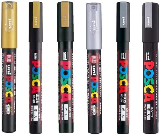 Posco Marker Sanetomo Poska marker akrilne olovke zlatna i srebrna 2 Boja Set od 6 olovaka PC-1M/PC-3M / PC-5M