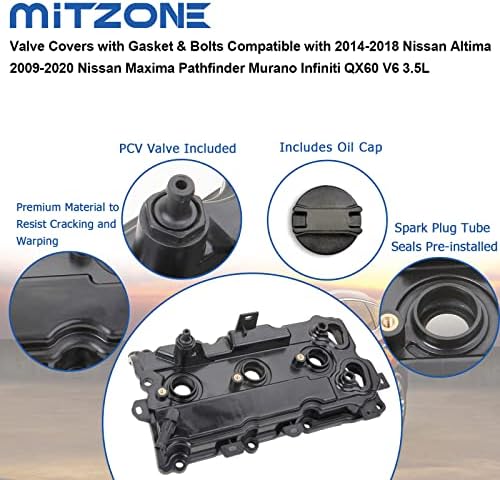 Mitzoen ventil navlake sa brtvom i vijcima kompatibilan sa 2014-2018 Nissan Altima 2009-2020 Nissan Maxima Pathfinder Murano Infiniti QX60 V6 3.5L Zamijeni # 13264-9n00a 13264-9n00a
