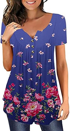 LCEPCY ženske boemske tunike sakriju majice majice kratki rukav ljetni casual v izrez labav bluze za gajine