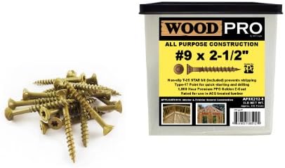 WoodPro pričvršćivači AP9X212-5 T25 Neto težina od 5 funti 9 x 2-1/2 inča višenamjenski Vijci za drvo, 500 komada,