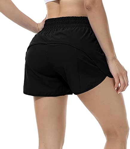Aurefin trčanje za žene, visoko obređene atletske kratke hlače sa oblogom i zip džepom Ženske vježbe