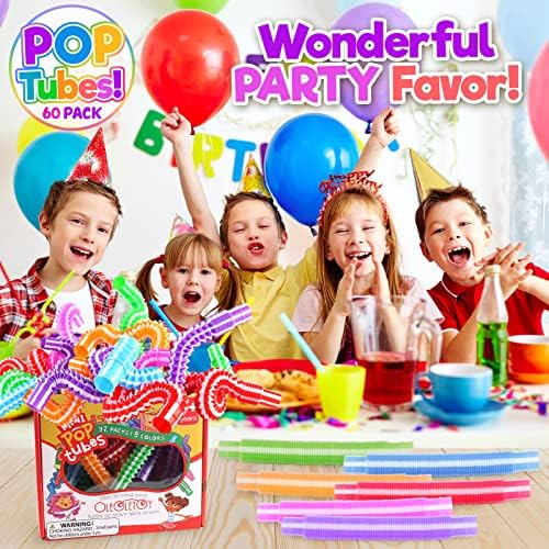 Pop cijevi 60 pakovanja deca Fidget Party Favors & učionica pokloni senzorni Stretch Candy cijevi za