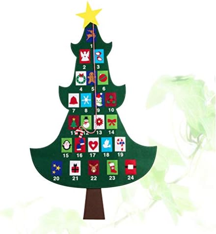 Abaodam Creative Božić Odbrojavanje Kalendar Hanging Felt Božić Drvo Oblik Dekoracije Advent Kalendar Božić Potrepštine Supplies