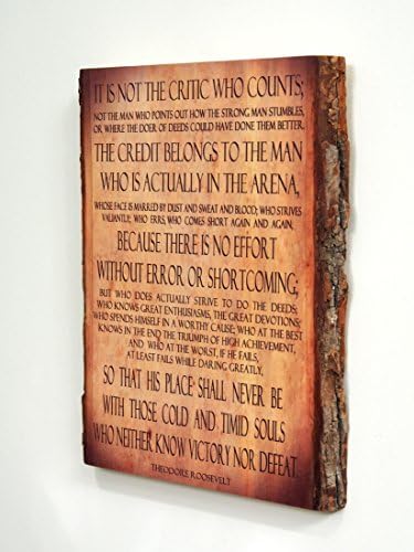 Theodore Roosevelt - čovjek u Areni - citat na drvenoj ploči-drveni znak.