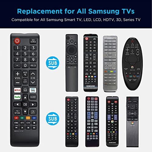 【Pakovanje od 2】 univerzalno daljinsko preusmjeravanje svi Samsung Smart TV daljinski kompatibilni za sve modele televizora serije Samsung sa brzim funkcijskim tipkama za Netflix, Prime Video i Hulu