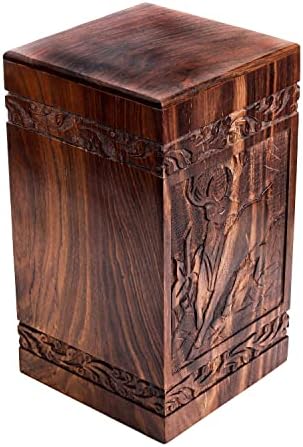 FHP drvena jelenska urna ručno izrađena za ljudski pepeo - urna za kremaciju na sahrani odraslih ručno izrađena-pristupačna urna za pepeo – 11,5 x 6,5, elegantna dekorativna urna za kremaciju)