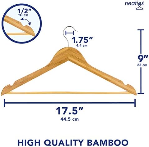 Uređaji bambusovi vješalice za drvo | Prirodna fina | Sa okretnim kukom za 360 ° za učvršćivanje i glatke greške | 24pack
