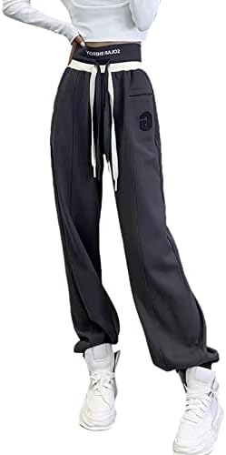 Miashui dvodijelna odjeća za ženske hlače Ležerne ženske obložene printom slova sportske Joggers flis hlače za