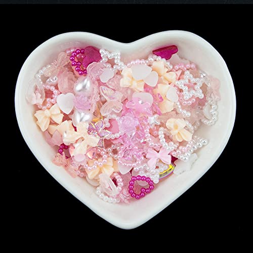 500kom Pink White razne 3d nail art čari akril Multi-shaped Heart Butterfly Flower Bowknot
