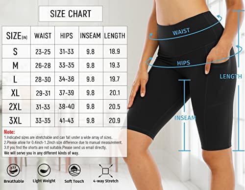 WHOUARE 4 pakovanja Biker Yoga šorc sa džepovima za žene, Atletski trening za trčanje visokog struka šorc za teretanu kontrola stomaka