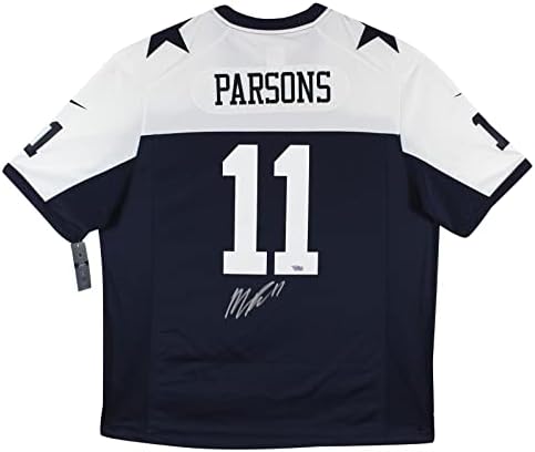 Cowboys Micah Parsons potpisan mornarsko plavo Dan zahvalnosti Nike dresi za igre - AUTOGREMENT NFL dresovi