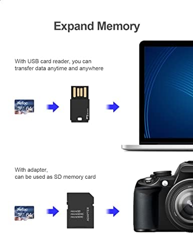 Netac 64gb Micro SD kartica MicroSDXC UHS - I Flash memorijska kartica do 100MB/s-A1, U3, Class10,