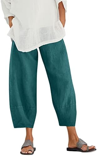 Fancy odjeća za tinejdžere pantalone čiste labave pantalone za žene elastični pamuk sa džepnim strukom ženske pantalone Casual