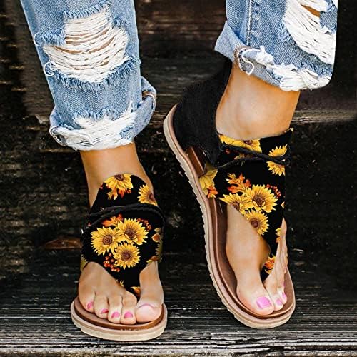 Kingtowag ljetne ploče Cvjetne sandale cipele Flip Retro Stan Print Moda za žene Ženske sandale Ženske