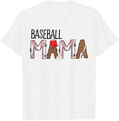 Baseball mama Košulja Žene Slatko pismo Ispis Tee TOP Ležerne prilike ljetna bluza s kratkim rukavima