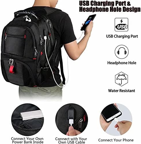 Jorepek Travel Backpack kuglaste torbe, ekstra veliki 50L ruksak za laptop, 2 torbe za kuglice za