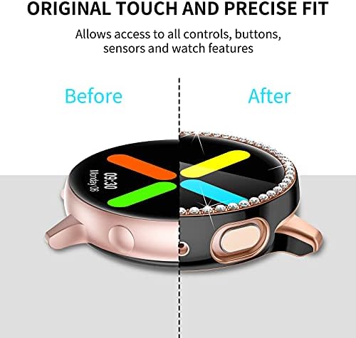 Geak kompatibilan sa Samsung Galaxy Watch Active 2 Case 40mm, ukupni štitnik HD zaštitni zaslon sa dizajnom ružičastog zlata za Samsung Active 2 Gledajte žene 40mm crna / rosegold