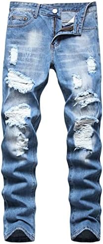 DGHM-JLMY muške rupe Trend Slim Traperice Ravne hlače Istepene traperice su skinule mršave