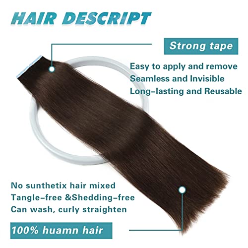 Traka u ekstenzijama za kosu ljudska kosa za žene 20kom / pakovanje 18 inča tamno smeđe ekstenzije