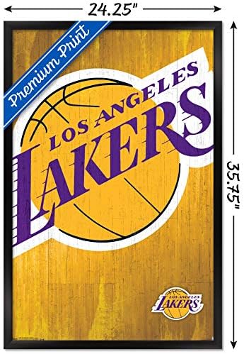 Trendovi International NBA Los Angeles Lakers - Logo 13 zid Poster, 22.375& # 34; x 34& # 34;, Crna uokvirena verzija