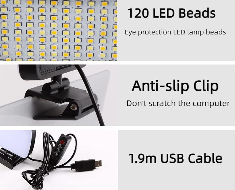 LED telefonsko svjetlo sa 3 načina rada svjetla s prednjom & amp; stražnjom kopčom za uredsko Video svjetlo podesivo za osvjetljenje web kamere za rad za prijenos šminke uživo prijenosni