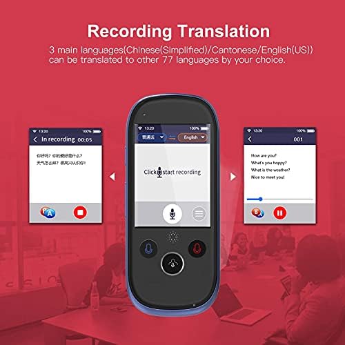 Cxdtbh K1 Pro pametni uređaj za prevođenje glasa sa 2.4 inčnim ekranom osetljivim na dodir WiFi / Hotspot veza/Offline podrška 77 jezika