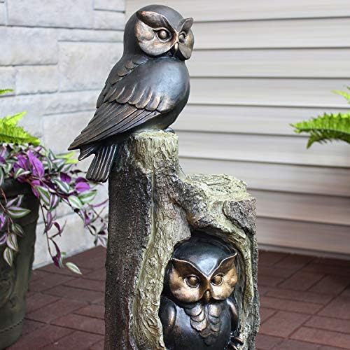 Sunnydaze Owl Duo na panj Poliresin vanjski vrt Kip - ptica par figurica-mali vrt, travnjak i vrt