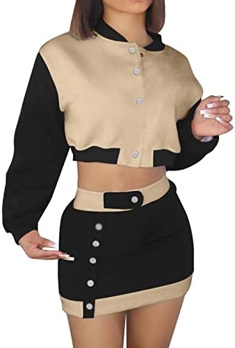 Ženska jakna s dugim rukavima Baseball Suit Sports Cottely Suknja Dvodijelna modno odijelo Ravno odijelo Suknja