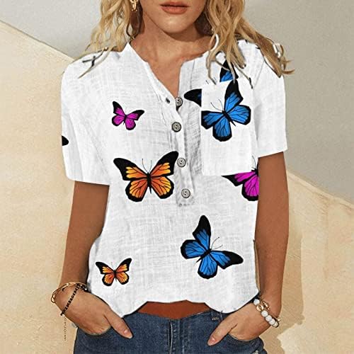 Dugme za žene dolje do majica majica kratkih rukava majica Crewneck Butterfly apstraktna umjetnost