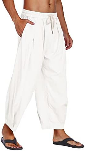 Coofandy muške pamučne posteljine harem hlače nacrtavaju ležerne kaznene pantalone lagane labave plažne joge hlače sa džepovima