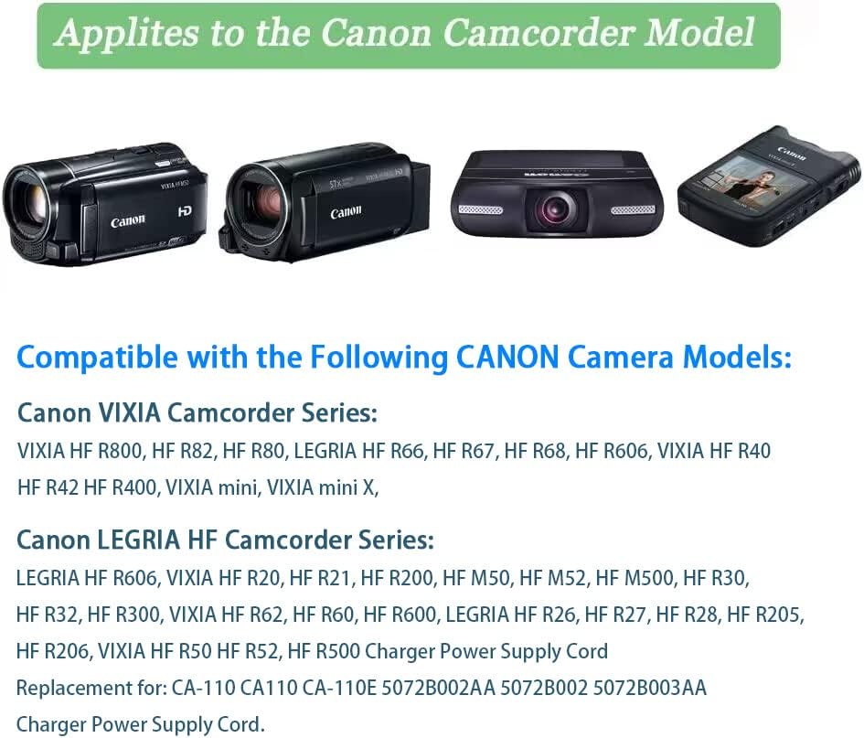 TKDY CA-110 CAMCORDER CA110 Komplet za napajanje za Canon Vixia HF M50 R800 R80 R700 R500 M52