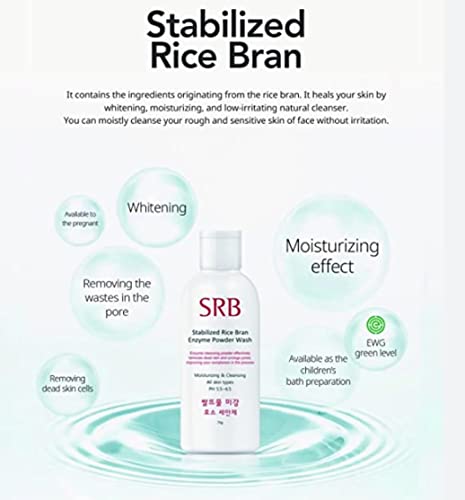 Korejski Beauty SRB riža mekinje enzimski prah za pranje lica 70g, hidratantna & amp; čišćenje svih tipova kože PH 5.5~6.5