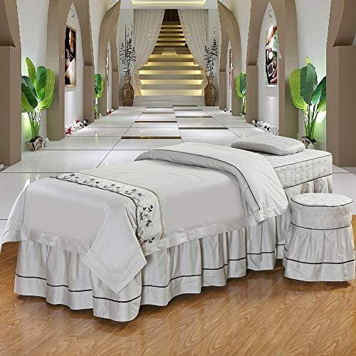 Luksuzni čipkasti Setovi stolova za masažu, pamučni Meki Prekrivač za ljepotu prekrivač s ležajem za lice Spa posteljina za masažu-siva 60x180cm