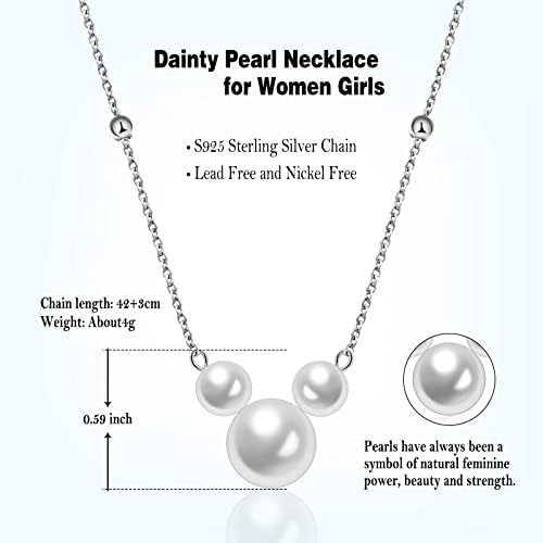 IVYRISE 925 Srebra ogrlica za žene biser privjesak ogrlice za Teen djevojke rođendan Božić Poklon