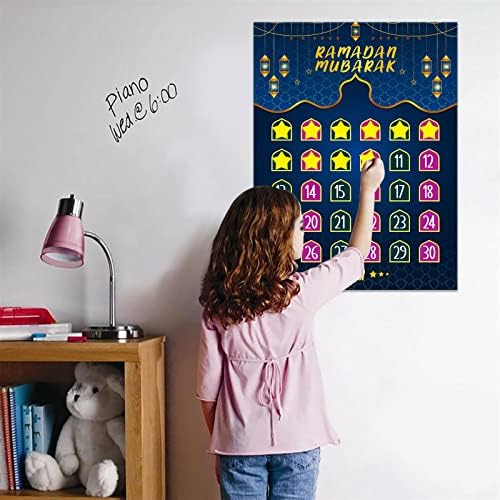 SICOHOME Ramadan Countdown Calendar, 20 x 26.5 Eid Mubarak Countdown Calendar za djecu, Eid Mubarak Countdown Calendar, Ramadan Advent Calendar Poster za kućne zidne dekoracije