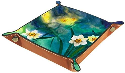 Lyetny akvarel cvjetni uzorak Organizator ploča za pohranu play Beddide Caddy Desktop ladica Promjena ključeva novčanik kutije za skladištenje ladice za skladištenje ležišta, 20,5x20,5cm